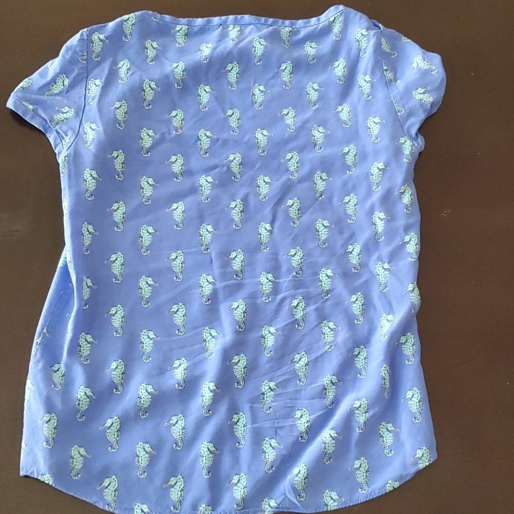 Kate Spade blue seahorse blouse - Picture 4 of 4
